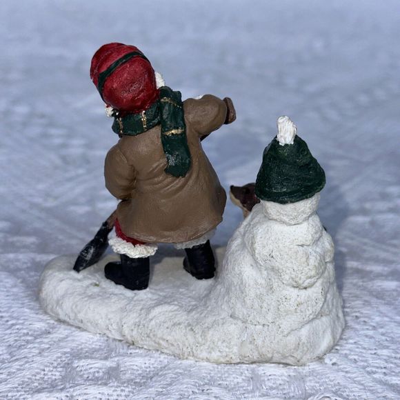 Mervyn's Village Square 1995 Girl boys With Dog Snow Set Of 2 Figurine - Picture 3 of 6